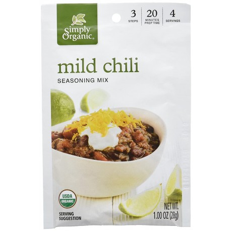 Simply Organic Mild Chili, Seasoning Mix, Certified Organic (12x1Oz)