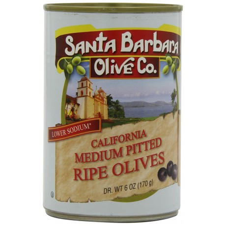 Santa Barbara Black Medium Pitted Olives (12x6 Oz)