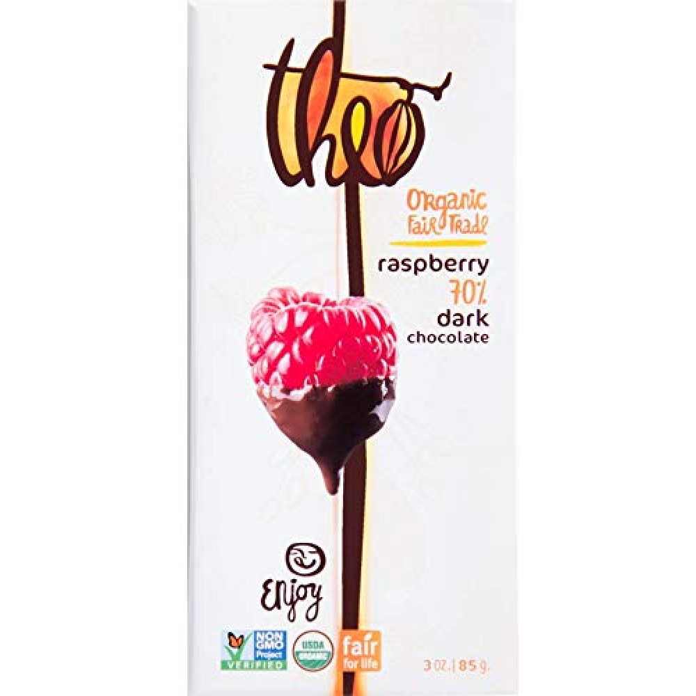 Theo Chocolate Raspberry, Dark Chocolate 70% (12x3 OZ)