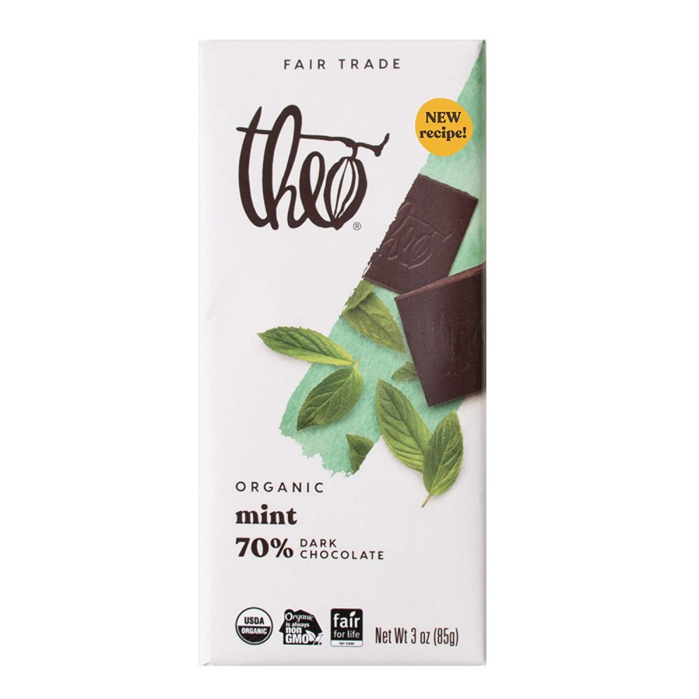 Theo Chocolate Dark Chocolate Mint Bar (12x3Oz)