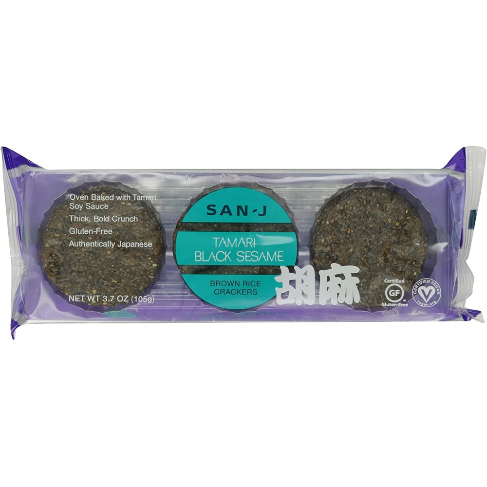 San-J Black Sesame Brown Rice Crackers (12x3.7 Oz)